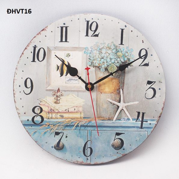 Đồng hồ tranh gỗ hoa cẩm tú cầu vintage treo tường, đẹp, độc lạ – đồng hồ vintage 16