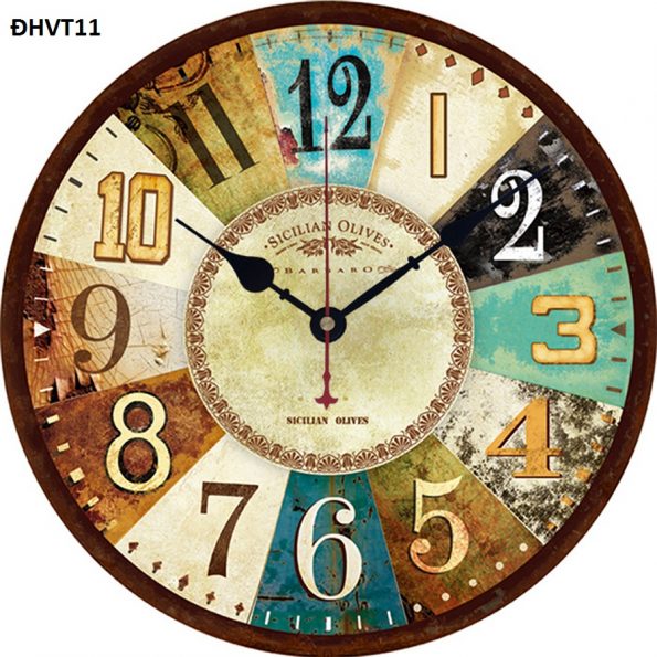 Đồng hồ vintage treo tường, độc lạ – đồng hồ gỗ nhiều màu vintage 11