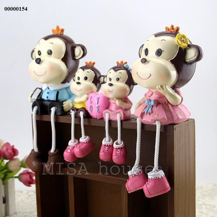 Bộ gia đình khỉ – đồ trang trí tủ kệ phòng khách
