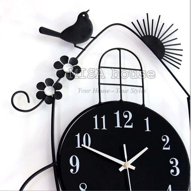 Đồng hồ treo tường quả lắc hình chim sẻ- đồng hồ treo tường nghệ thuật