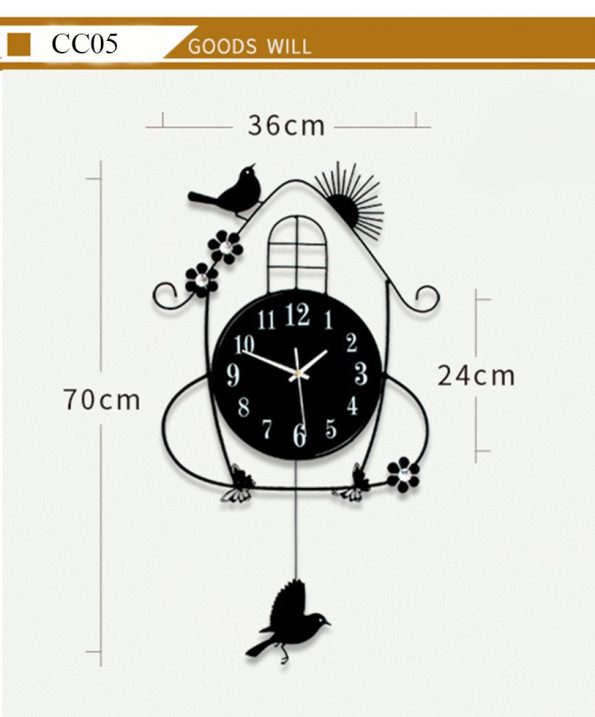 Đồng hồ treo tường nghệ thuật quả lắc hình chim sẻ- đồng hồ treo tường nghệ thuật độc đáo