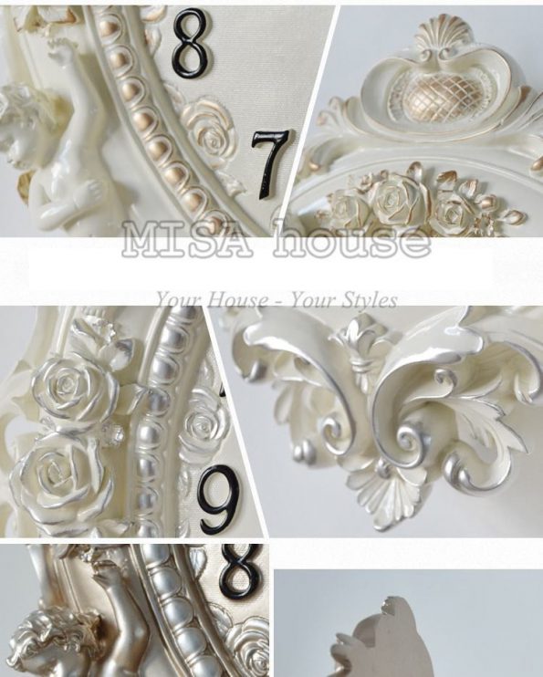 Đồng hồ treo tường trắng thiên thần – đồng hồ treo tường đẹp phong cách sang trọng hiện đại