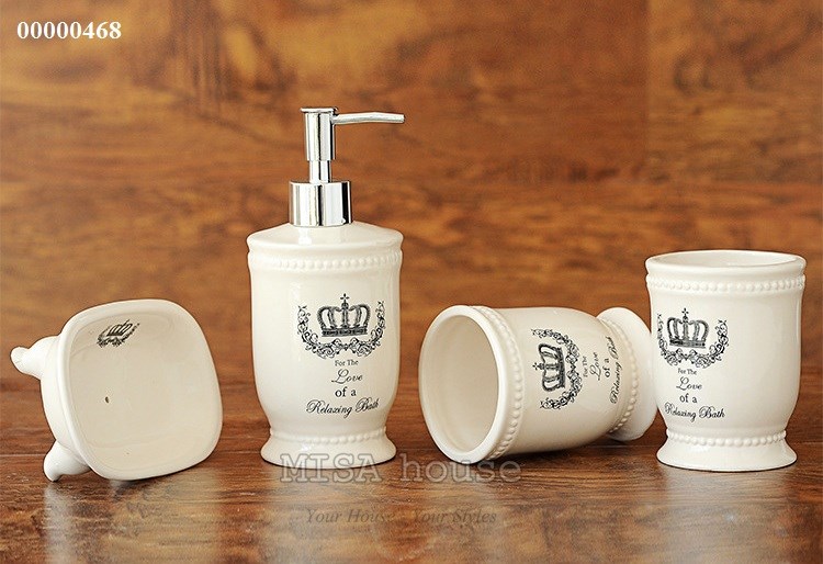 Bộ để bàn chải kem đánh răng nước rửa tay ở nhà tắm – bộ gốm sứ dụng cụ nhà tắm