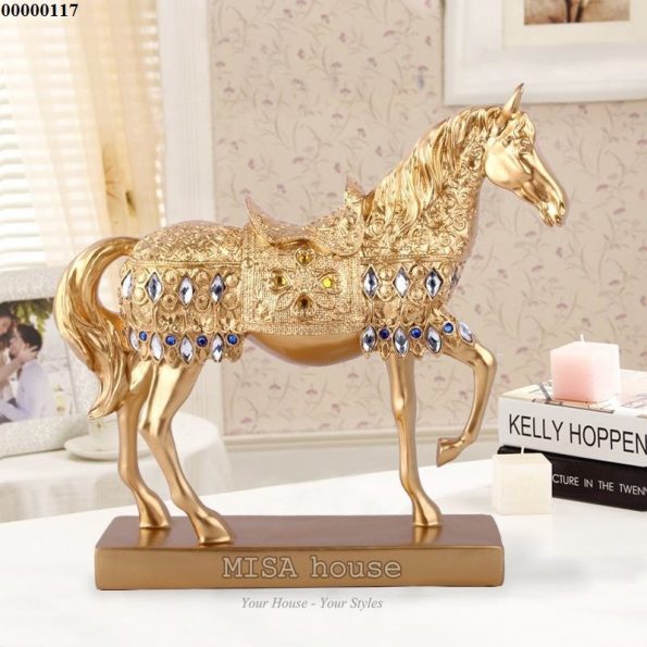 Ngựa vàng sơn tĩnh điện đính đá – quà tặng tân gia đẹp ý nghĩa