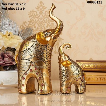 Cặp voi mạ vàng trang trí tủ kệ siêu đẹp - quà tặng tân gia ý nghĩa