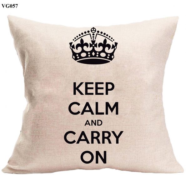 Vỏ gối sofa Keep Calm & Carry on – vỏ gối trang trí hiện đại