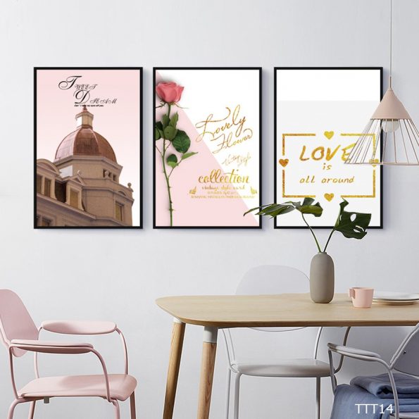 Tranh treo tường Love Rome màu hồng -tình yêu lãng mạn trang trí phòng khách phòng ngủ đẹp