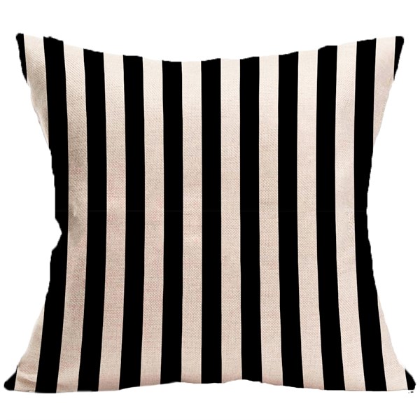 Vỏ gối tựa lưng sofa trắng đen sọc hiện đại đẹp – vỏ gối vuông 45 x 45cm
