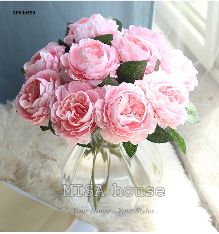 Hoa mẫu đơn màu hồng bông lẻ - hoa giả đẹp cao cấp decor trang trí phòng ngủ phòng khách - hoa giả chụp ảnh 