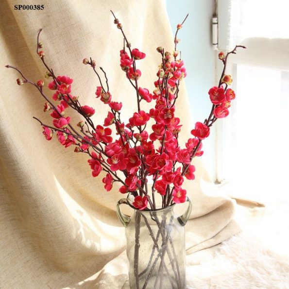 Bình hoa cây Hoa đào giả đẹp trang trí ngày tết – đạo cụ phối chụp ảnh đẹp