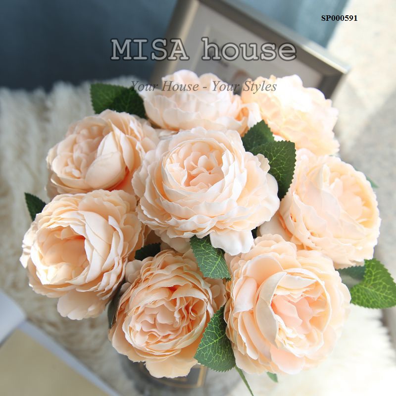 Bình hoa giả đẹp - hoa mẫu đơn màu cam bông lẻ - hoa giả đẹp cao cấp decor trang trí phòng ngủ phòng khách - hoa giả chụp ảnh