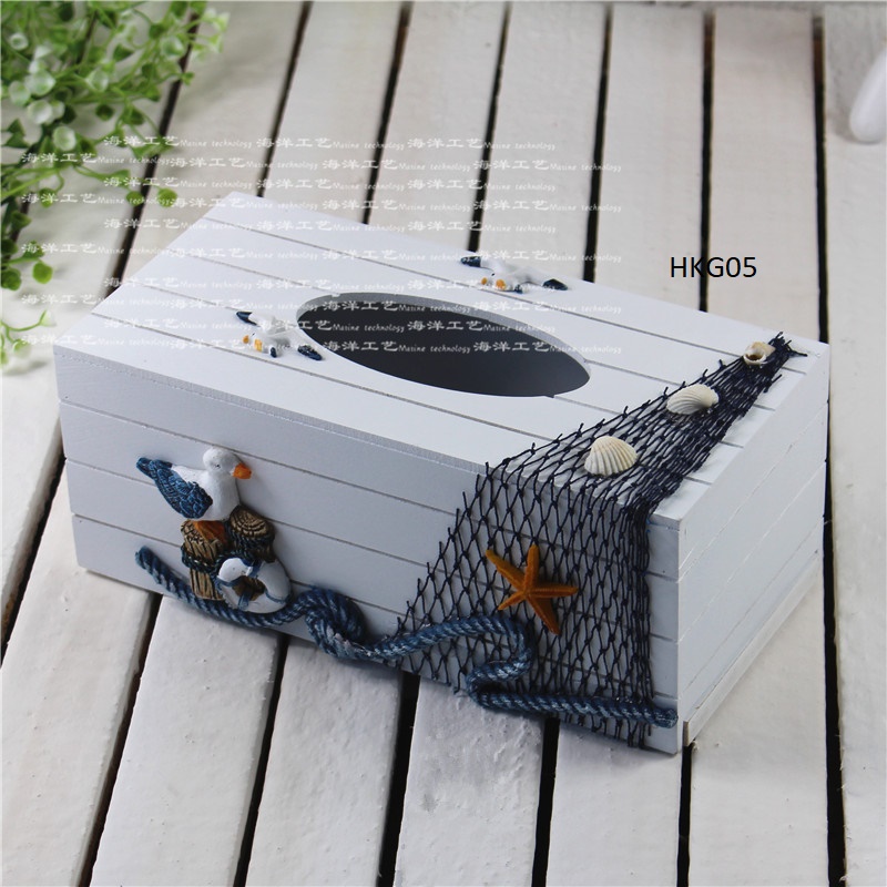 Hộp khăn giấy handmade biển chim hải âu trắng