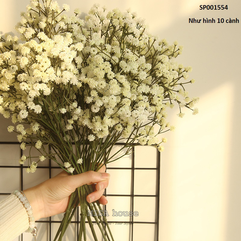 Hoa bi giống thật cao cấp màu trắng mẫu 02 decor trang trí đạo cụ chụp ảnh đẹp