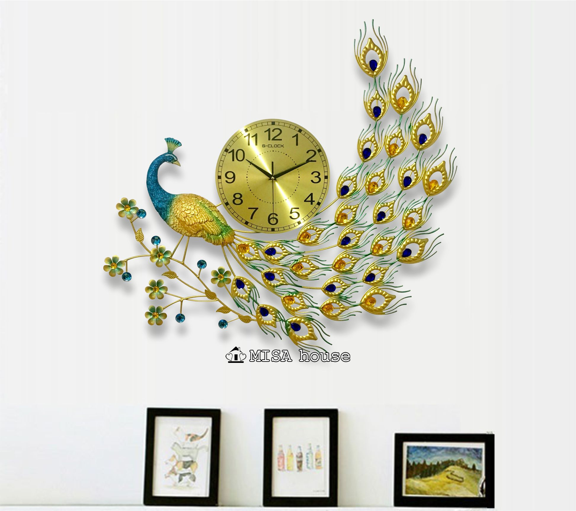 Đồng hồ treo tường trang trí hình công nghệ thuật đẹp - quà tặng tân gia ý nghĩa tốt lành cho nhà mới