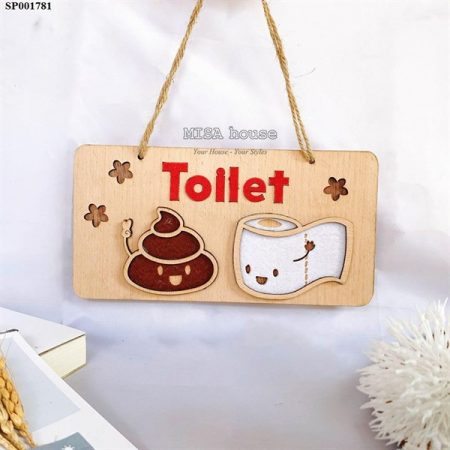 Bảng gỗ treo tường toilet nhà vệ sinh hình cuộn giấy vệ sinh siêu cute dễ thương đẹp độc đáo