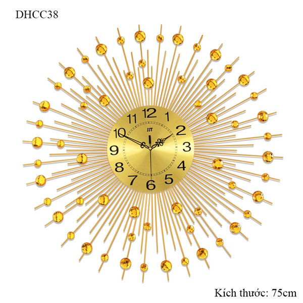 Đồng hồ treo tường đẹp hình mặt trời vàng 75cm – đồng hồ cao cấp quà tặng tân gia ý nghĩa sang trọng .