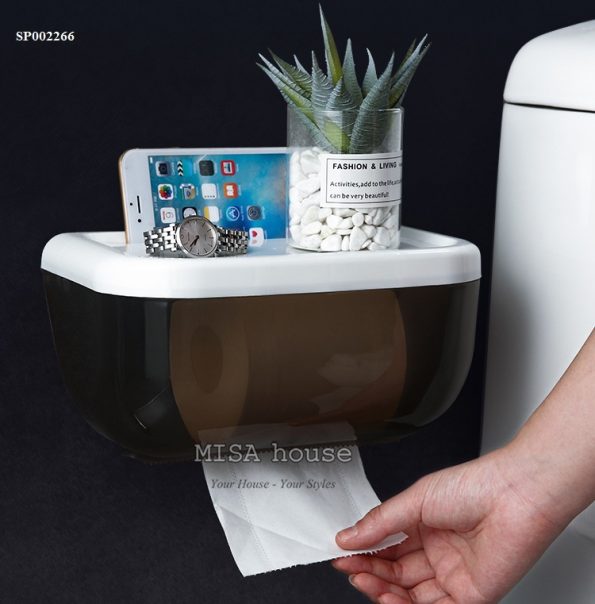 Kệ để trang trí nhà tắm nhà vệ sinh tiện lợi – hộp đựng giấy chống thấm nước không cần khoan tường