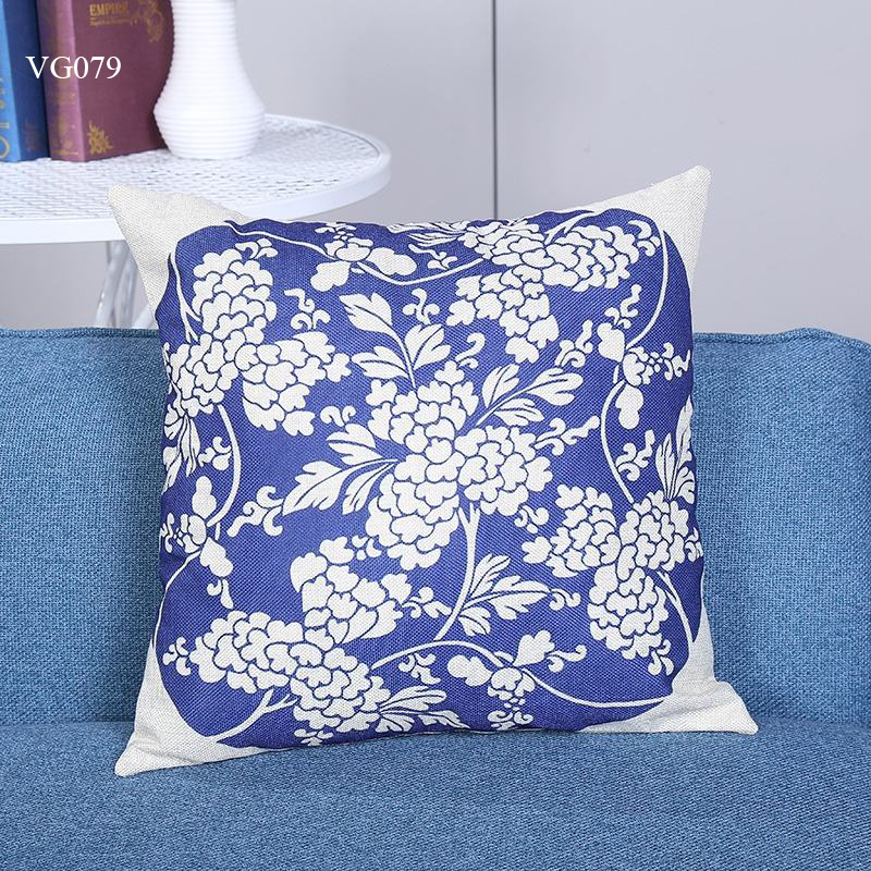 Vỏ gối tựa lưng, gối sofa trang trí vuông (size 45×45) mẫu trơn giá rẻ, uy tín, chất lượng nhất mẫu họa tiết xanh Embroider