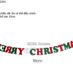 Dây Merry Chrismas vải size lớn màu xanh đỏ trang trí noel - Đồ phụ kiện treo tường trang trí giáng sinh