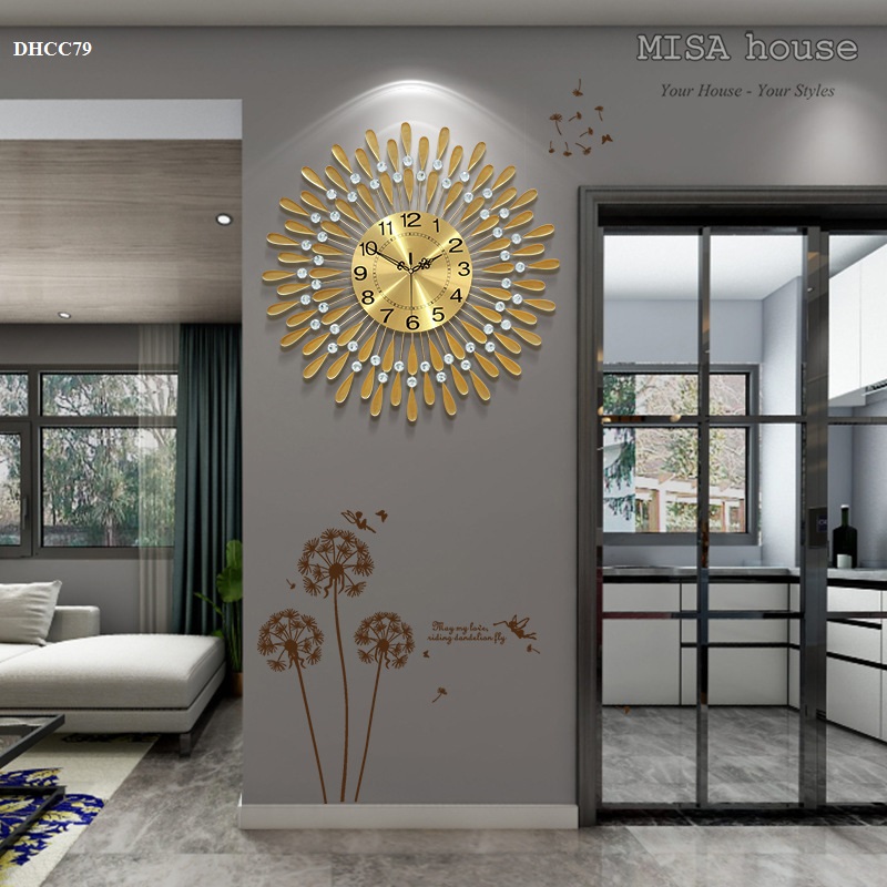 Đồng hồ treo tường kim trôi giọt nước size lớn 75 x 75cm đẹp trang trí – quà tặng tân gia được yêu thích