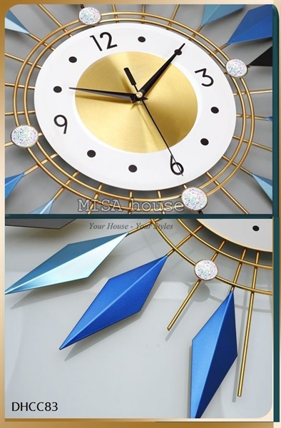 Đồng hồ treo tường hiện đại màu xanh pastel 60cm decor trang trí