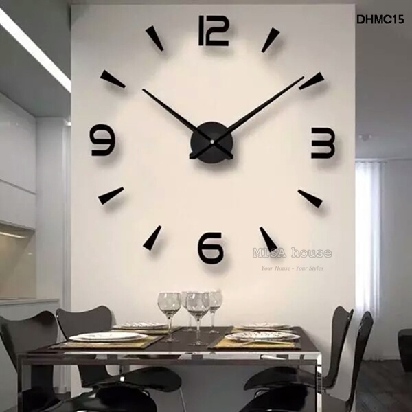 Đồng hồ dán tường mica lớn màu đen số đơn giản 369 treo tường hiện đại – trang trí nhà quán cafe cửa hàng