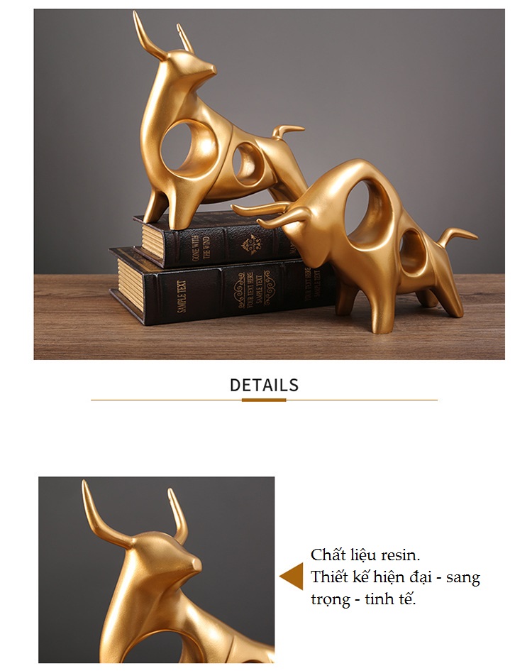 Tượng trang trí hiện đại cách điệu hình bò húc – tượng con trâu vàng decor trang trí nhà phòng khách tủ kệ!!2316132985-0-cib