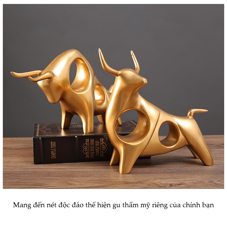 Tượng trang trí hiện đại cách điệu hình bò húc – tượng con trâu vàng decor trang trí nhà phòng khách tủ kệ!!2316132985-0-cib