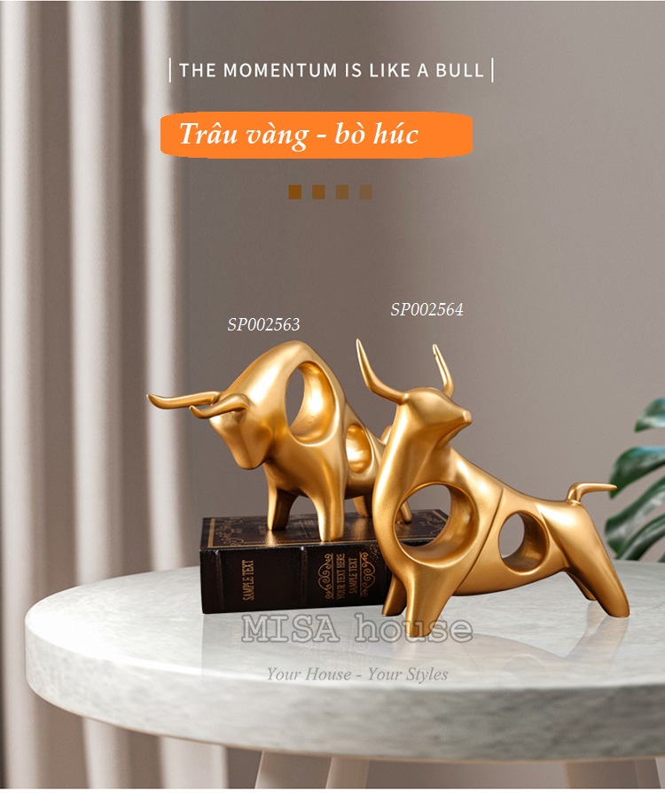 Tượng trang trí hiện đại cách điệu hình bò húc – tượng con trâu vàng decor trang trí nhà phòng khách tủ kệ!!2316132985-0-cib