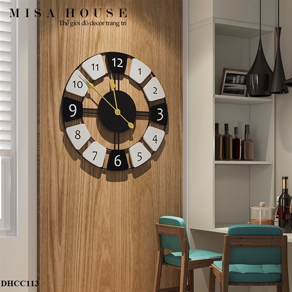 Đồng hồ treo tường tròn số tối giản màu trắng đen hiện đại trang trí phòng khách phòng ngủ phòng ăn cửa hàng
