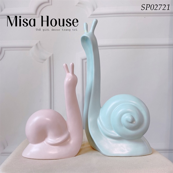 Tượng gốm sứ trang trí hiện đại bộ 2 ốc sên pastel độc đáo Tượng gốm sứ trang trí hiện đại bộ 2 ốc sên pastel độc đáo