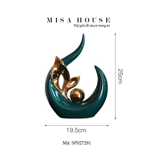Mẫu tượng gốm sứ trang trí cá voi ngọc may mắn màu xanh ngọc viền vàng decor trang trí