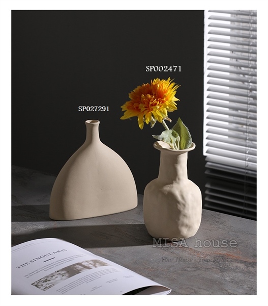 Bình hoa decor hiện đại cổ túm thân trụ màu vàng đất nghệ thuật tượng gốm sứ trừu tượng phong cách Bắc Âu Bình hoa decor hiện đại cổ túm thân trụ màu vàng đất nghệ thuật tượng gốm sứ trừu tượng phong cách Bắc Âu