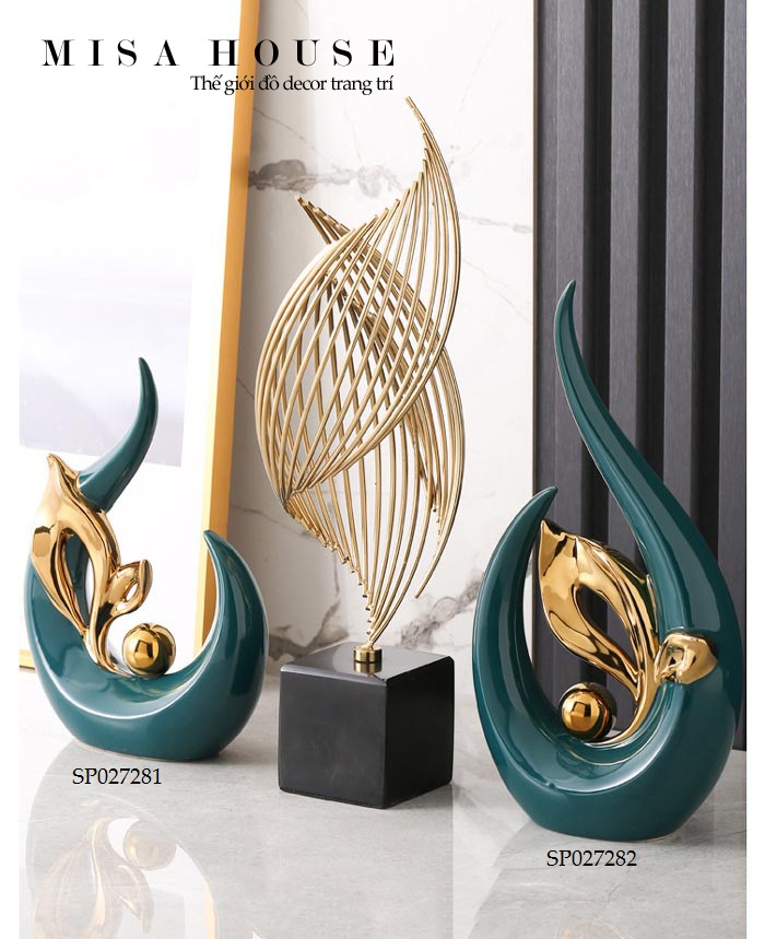 Mẫu tượng gốm sứ trang trí cá voi ngọc may mắn màu xanh ngọc viền vàng decor trang trí