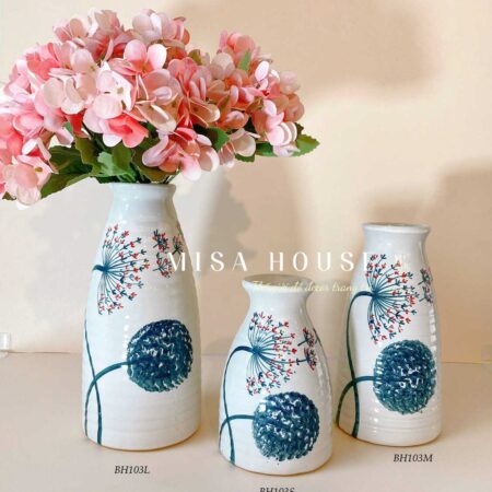 Bình hoa vẽ tay hoa bồ công anh gốm sứ Bát Tràng