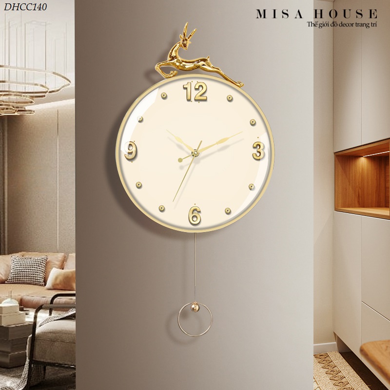 Đồng Hồ Treo Tường đẹp Hươu bay trắng kem Viền Vàng Kim Trôi Hiện Đại decor trang trí nhà Đồng Hồ Treo Tường đẹp Hươu bay trắng kem Viền Vàng Kim Trôi Hiện Đại decor trang trí nhà
