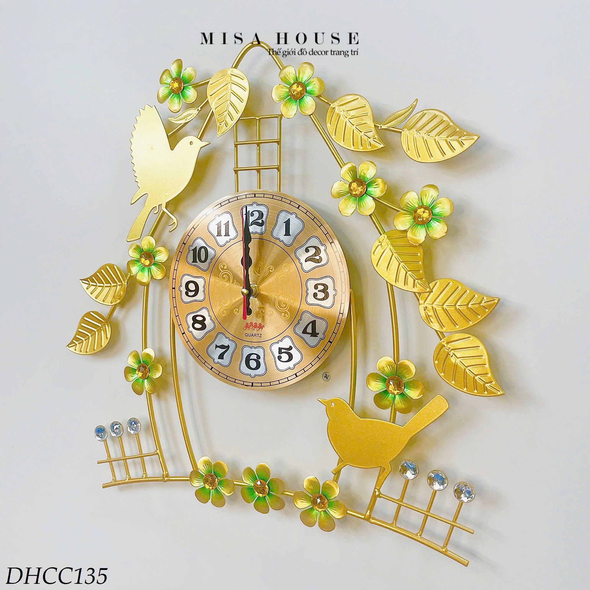 Đồng hồ treo tường ngôi nhà chim sẻ nhỏ đẹp nghệ thuật decor trang trí