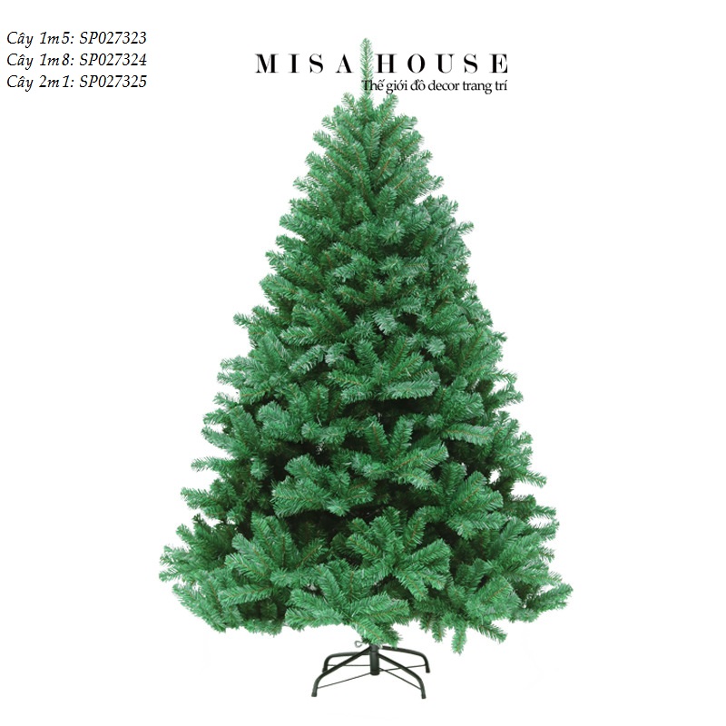 Cây thông noel cao cấp cao 1m5 1m8 2m1 decor trang trí giáng sinh loại nhiều nhánh lá dài
