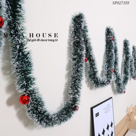 Dây chồn trang trí Noel dài 6m kèm trái châu đỏ