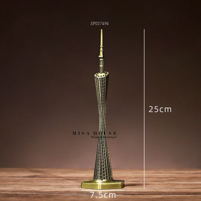 Mô hình tháp truyền hình Quảng Châu decor trang trí thép không gỉ