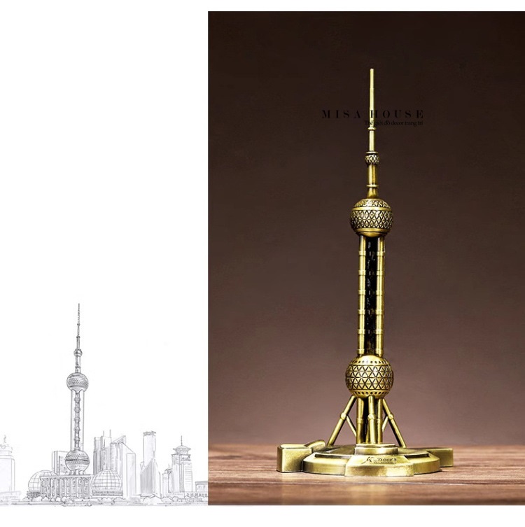 Mô hình tháp truyền hình Thượng Hải decor trang trí thép không gỉ
