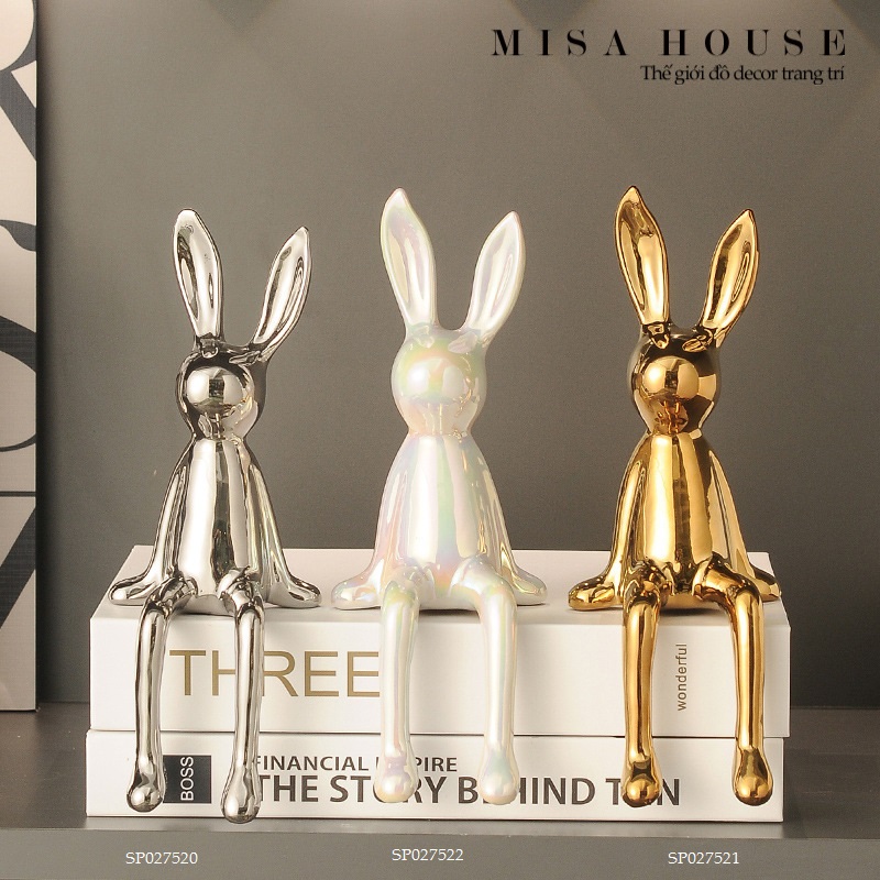 Tượng Gốm Sứ Trang Trí Thỏ Tai Dài Chân Rủ Gốm Sứ - MISA HOUSE decor Tượng Gốm Sứ Trang Trí Thỏ Tai Dài Chân Rủ Gốm Sứ - MISA HOUSE decor