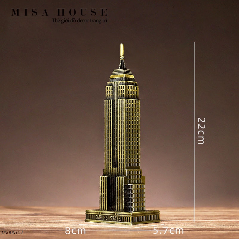 Mô hình tháp Empire decor trang trí thép không gỉ
