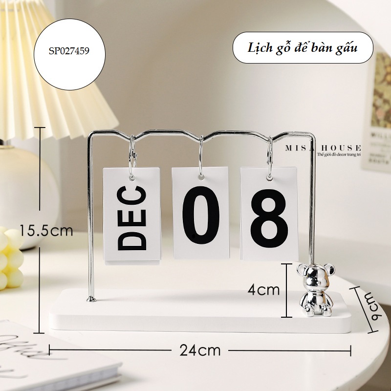 Lịch Trang Trí Gấu Để Bàn gỗ decor trang trí đơn giản hiện đại