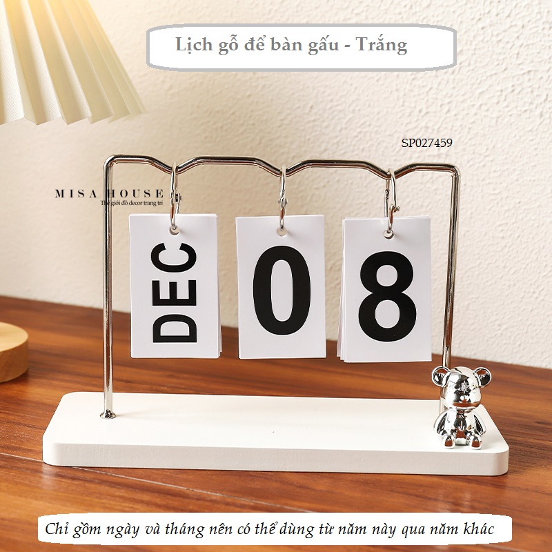 Lịch Trang Trí Gấu Để Bàn gỗ decor trang trí đơn giản hiện đại