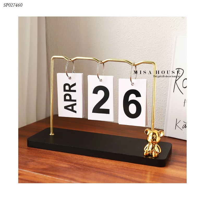 Lịch Trang Trí Gấu Để Bàn gỗ decor trang trí đơn giản hiện đại
