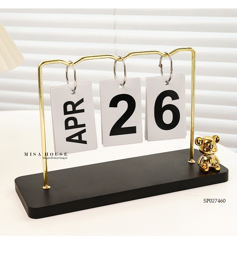 Lịch Trang Trí Gấu Để Bàn gỗ decor trang trí đơn giản hiện đại